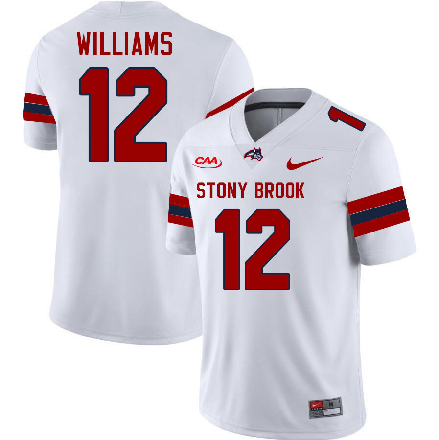 Stony Brook Seawolves #12 Dez Williams College Football Jerseys,Uniforms-White